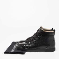 مملوكة مسبقًا Christian Louboutin Black Leather High Top Sneakers Size 40