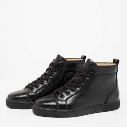 مملوكة مسبقًا Christian Louboutin Black Leather High Top Sneakers Size 40