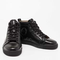 مملوكة مسبقًا Christian Louboutin Black Leather High Top Sneakers Size 40