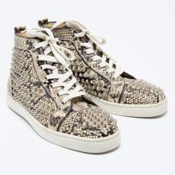 مملوكة مسبقًا حذاء رياضي كريستيان لوبوتان لويز سبايك ثعبان بيج بعنق طويل مقاس 40