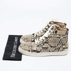 مملوكة مسبقًا حذاء رياضي كريستيان لوبوتان لويز سبايك ثعبان بيج بعنق طويل مقاس 40