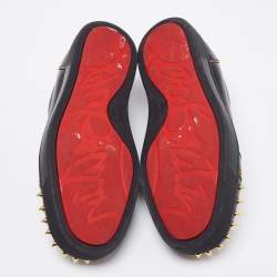 Pre Owned حذاء رياضي كريستيان لوبوتان جونيور لويز مرصع جلد أسود عنق منخفض مقاس 39.5