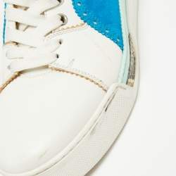 Christian Louboutin Multicolor Leather and Python Embossed Louboukick High Top Sneakers Size 40