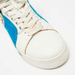 Christian Louboutin Multicolor Leather and Python Embossed Louboukick High Top Sneakers Size 40