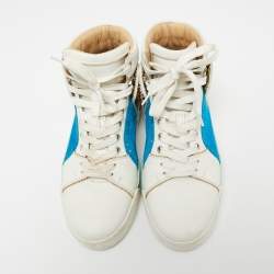 Christian Louboutin Multicolor Leather and Python Embossed Louboukick High Top Sneakers Size 40