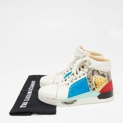 Christian Louboutin Multicolor Leather and Python Embossed Louboukick High Top Sneakers Size 40