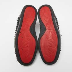 Christian Louboutin Black Leather Louis Spikes High-Top Sneakers Size 39