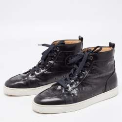 Pre Owned Christian Louboutin Black Croc Embossed Leather Rantus Orlato High Top Sneakers Size 44