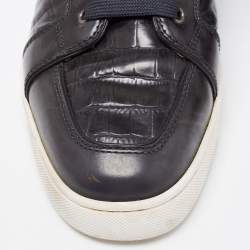 Pre Owned Christian Louboutin Black Croc Embossed Leather Rantus Orlato High Top Sneakers Size 44
