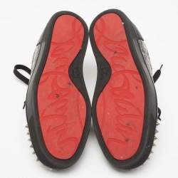 Pre Owned Christian Louboutin Black Leather Spike low Top Sneakers Size 40.5