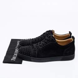 مملوكة مسبقًا حذاء رياضي كريستيان لوبوتان لويس جونيور سويدي أسود سبايك عنق منخفض مقاس 45