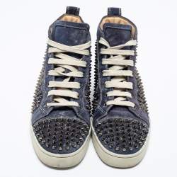 Pre Owned Christian Louboutin  Blue  Suede Louis Junior Spikes  High Top Sneakers Size 42