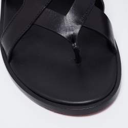Christian Louboutin Black Leather Sinouhe Thong Flat Sandals Size 41