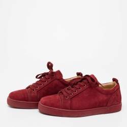 مملوكة مسبقًا Christian Louboutin Burgundy Suede Louis Junior Sneakers Size 41.5