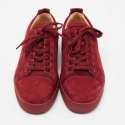 مملوكة مسبقًا Christian Louboutin Burgundy Suede Louis Junior Sneakers Size 41.5