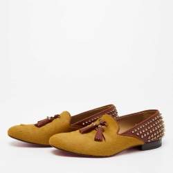 Christian Louboutin Two Tone Calf Hair And Leather  Spike Loafers Size 42.5
