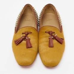 Christian Louboutin Two Tone Calf Hair And Leather  Spike Loafers Size 42.5