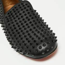 Pre Owned حذاء لوفرز كريستيان لوبوتان رولربوي جلد أسود مرصع سبايك مقاس 43