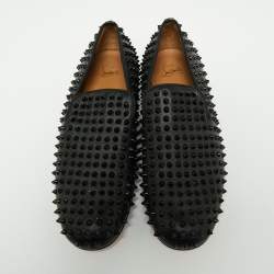 Pre Owned حذاء لوفرز كريستيان لوبوتان رولربوي جلد أسود مرصع سبايك مقاس 43