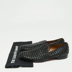 Pre Owned حذاء لوفرز كريستيان لوبوتان رولربوي جلد أسود مرصع سبايك مقاس 43