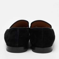 Christian Louboutin Black Suede and Patent Leather Harvanana Spiked Smoking Slippers Size 42