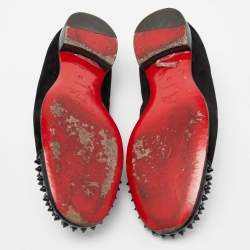 Christian Louboutin Black Suede and Patent Leather Harvanana Spiked Smoking Slippers Size 42