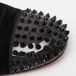 Christian Louboutin Black Suede and Patent Leather Harvanana Spiked Smoking Slippers Size 42