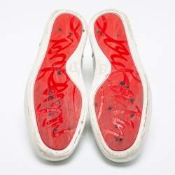 Pre Owned Christian Louboutin White Leather Louis Junior Low-Top Sneakers Size 41.5 