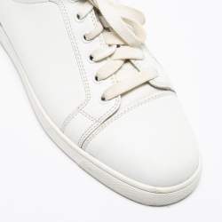 Pre Owned Christian Louboutin White Leather Louis Junior Low-Top Sneakers Size 41.5 