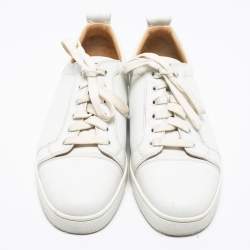 Pre Owned Christian Louboutin White Leather Louis Junior Low-Top Sneakers Size 41.5 
