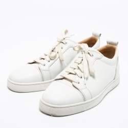 Pre Owned Christian Louboutin White Leather Louis Junior Low-Top Sneakers Size 41.5 