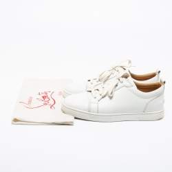 Pre Owned Christian Louboutin White Leather Louis Junior Low-Top Sneakers Size 41.5 