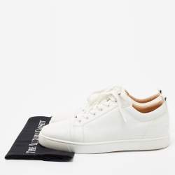 مملوكة مسبقًا حذاء رياضي كريستيان لوبوتان فييرا جلد أبيض بعنق منخفض مقاس 43