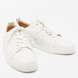 مملوكة مسبقًا حذاء رياضي كريستيان لوبوتان فييرا جلد أبيض بعنق منخفض مقاس 43