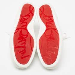 مملوكة مسبقًا حذاء رياضي كريستيان لوبوتان فييرا جلد أبيض بعنق منخفض مقاس 43