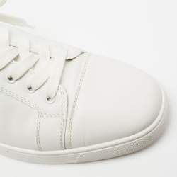 مملوكة مسبقًا حذاء رياضي كريستيان لوبوتان فييرا جلد أبيض بعنق منخفض مقاس 43