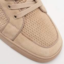 Pre Owned Christian Louboutin Beige Suede High-Top Sneakers Size 41