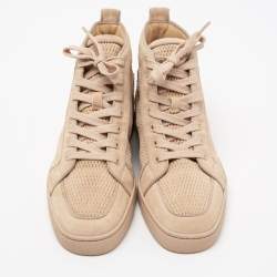 Pre Owned Christian Louboutin Beige Suede High-Top Sneakers Size 41