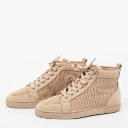 Pre Owned Christian Louboutin Beige Suede High-Top Sneakers Size 41
