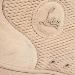 Pre Owned Christian Louboutin Beige Suede High-Top Sneakers Size 41