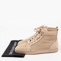 Pre Owned Christian Louboutin Beige Suede High-Top Sneakers Size 41
