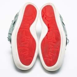 Pre Owned حذاء رياضي كريستيان لوبوتان نونو ستراب ريغليس سويدي أخضر بعنق مرتفع مقاس 41