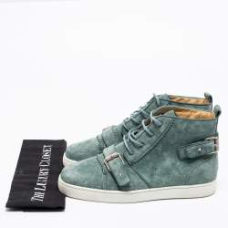 Pre Owned حذاء رياضي كريستيان لوبوتان نونو ستراب ريغليس سويدي أخضر بعنق مرتفع مقاس 41