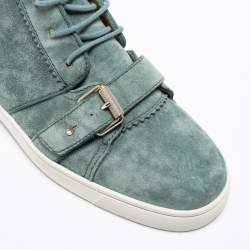 Pre Owned حذاء رياضي كريستيان لوبوتان نونو ستراب ريغليس سويدي أخضر بعنق مرتفع مقاس 41