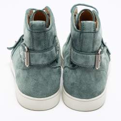 Pre Owned حذاء رياضي كريستيان لوبوتان نونو ستراب ريغليس سويدي أخضر بعنق مرتفع مقاس 41