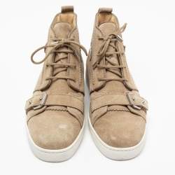 Christian Louboutin Beige Suede Nono Strap Reglisse High Top Sneakers Size 41 