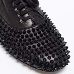 Christian Louboutin Black Leather Freddy Spikes Oxfords Size 41.5