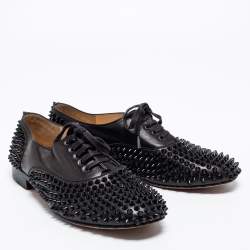 Christian Louboutin Black Leather Freddy Spikes Oxfords Size 41.5