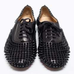 Christian Louboutin Black Leather Freddy Spikes Oxfords Size 41.5