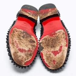 Christian Louboutin Black Leather Freddy Spikes Oxfords Size 41.5